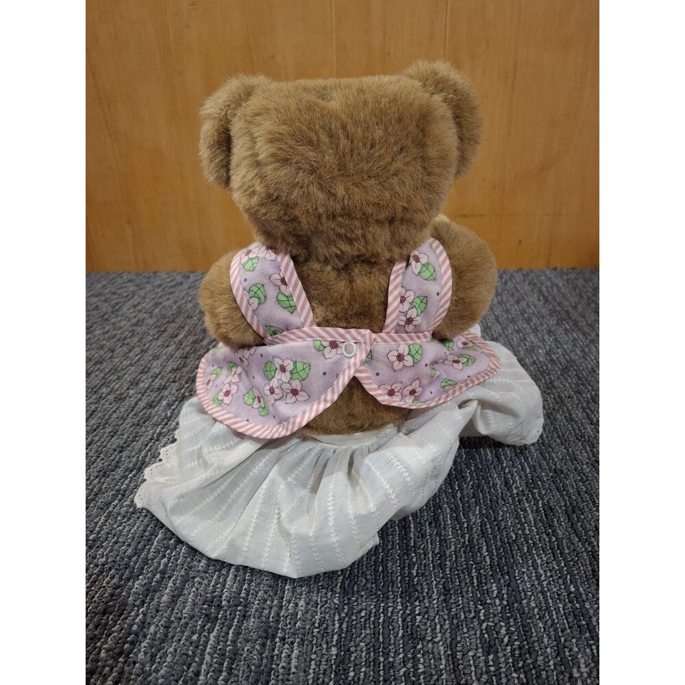 VTG Vermont Teddy Bear 16" Jointed Bear Pink Flowered Dress 1997 Retired - Picture 3 of 7